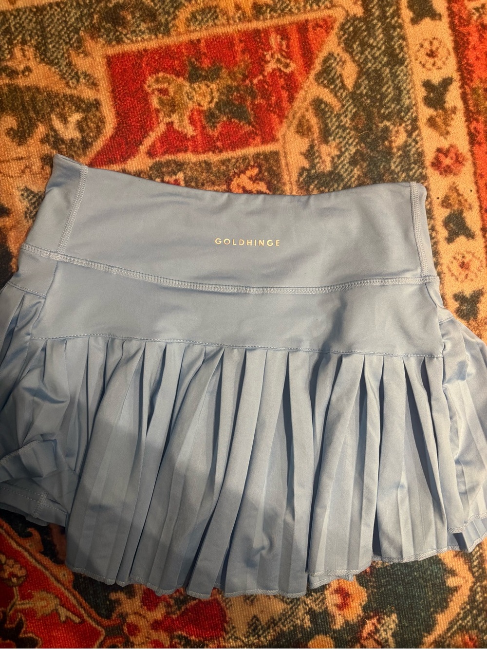 GoldHinge Light Blue Pleated Skort with High Waist